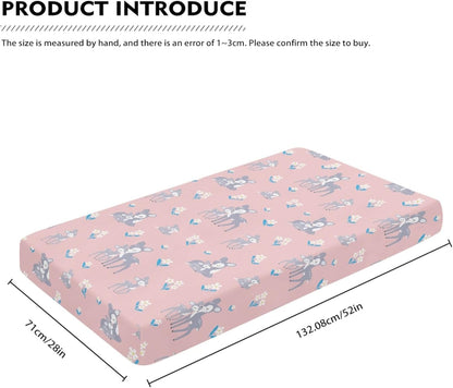 Cute Vintage Fawn Fitted Crib Sheet Animals Baby Crib Sheet Fit Standard Crib and Toddler Mattress,Crib Mattress Sheets for Boys Girls 28"x52"
