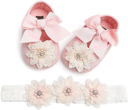 Baby Shoes Mary Jane Flats Non Slip Soft Sole Infant Toddler Sneakers First Walkers Party Christmas Dress Shoes
