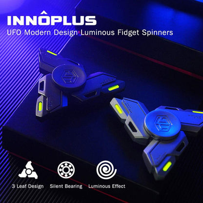Fidget Spinners, Spinner Gifts for Adults and Kids, Stress Anxiety ADHD Relief Figets Toy, Metal Finger Hand Toy with Luminous Light, Absorb Solar Light Then Release in Dark