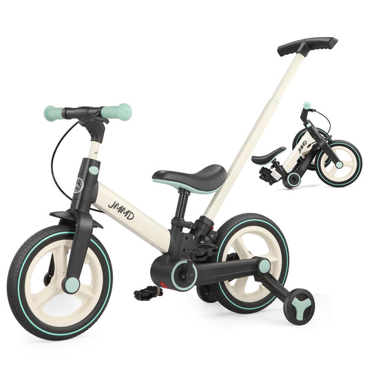 JMMD 6 in 1 Toddler Bike with Push Handle for Kids 18-60 Months, 12" Foldable Balance Bike with