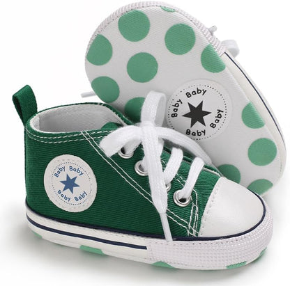 Unisex Baby Girls Boys Canvas High-top Shoes, Newborn Infant Anti-Slip Soft Sole Frist Walking Breathable Sneakers
