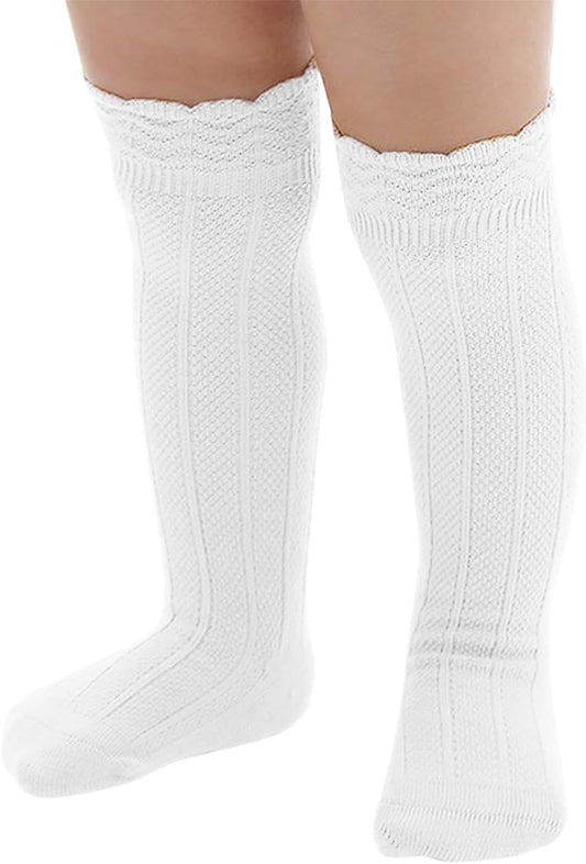 Zando Baby Knee High Socks - Infant to Toddler, Cotton Ruffle Socks, Warm Girls & Boys Long Stockings, 3-6 Pairs
