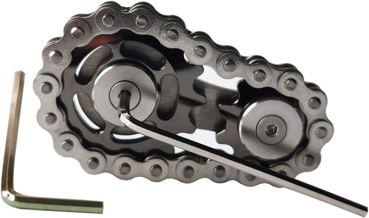 Sprocket Fidgets Chain Stainless Steel Fidget Cube Gears Linkage Bike Chain Novelty Fidget Block Kinetic Desk Toy Metal EDC Focus Meditation Break Bad Habits ADHD (Gunmetal)