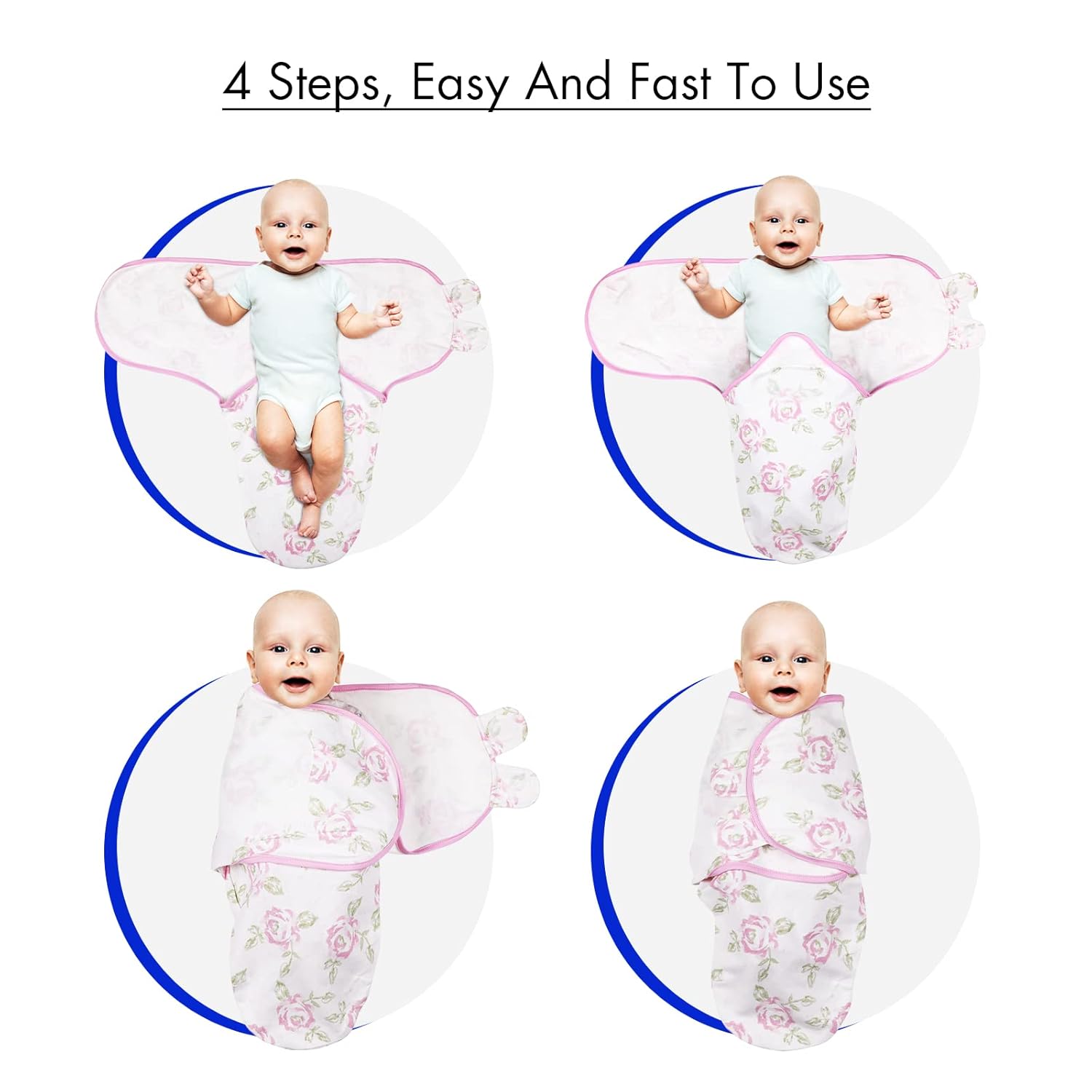 Organic Baby Swaddle Sleep Sacks, 4-Pack Swaddles for Newborns Baby Essentials, Infant 0-3 Months