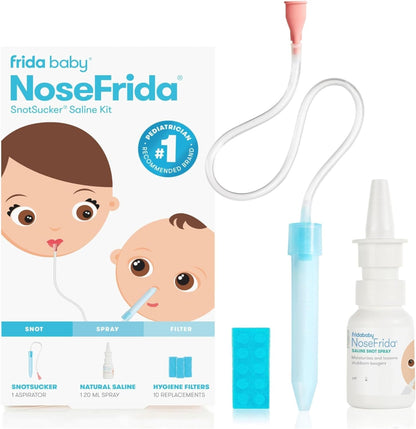 Frida Baby Saline Kit, Includes NoseFrida Nasal Aspirator for Baby, Baby Nose Sucker, Saline Nasal