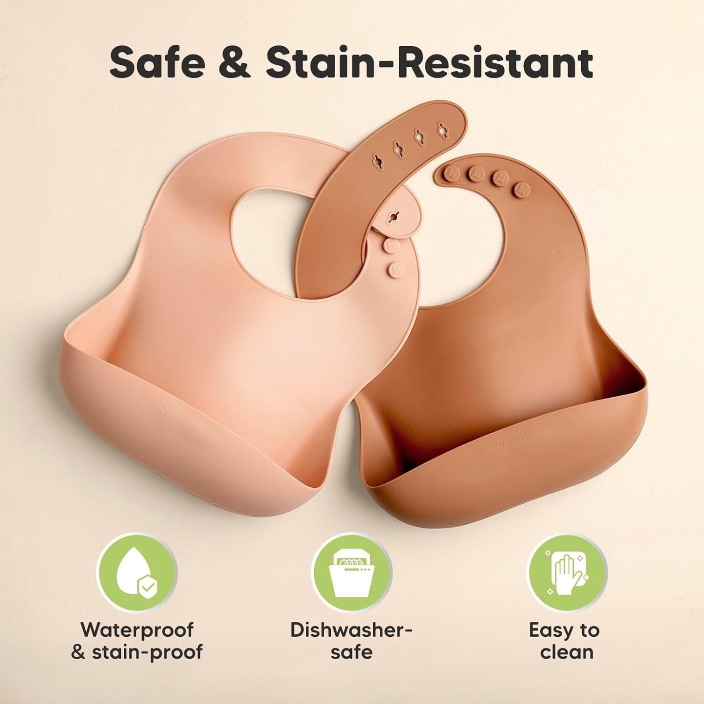 KeaBabies 2-Pack Silicone Baby Bibs for Eating - Sturdy Food-Grade Silicone Bibs for Babies Girl