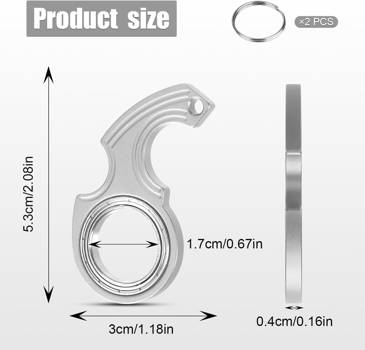2pcs Key Chain Spinner Fidget Toy, Portable Finger Spinning Keychain with 2pcs Key Ring Funny Key