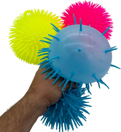 8" Neon Jumbo Puffer Fidget Stretchy Light Up Pon Pon Ball (Blue)