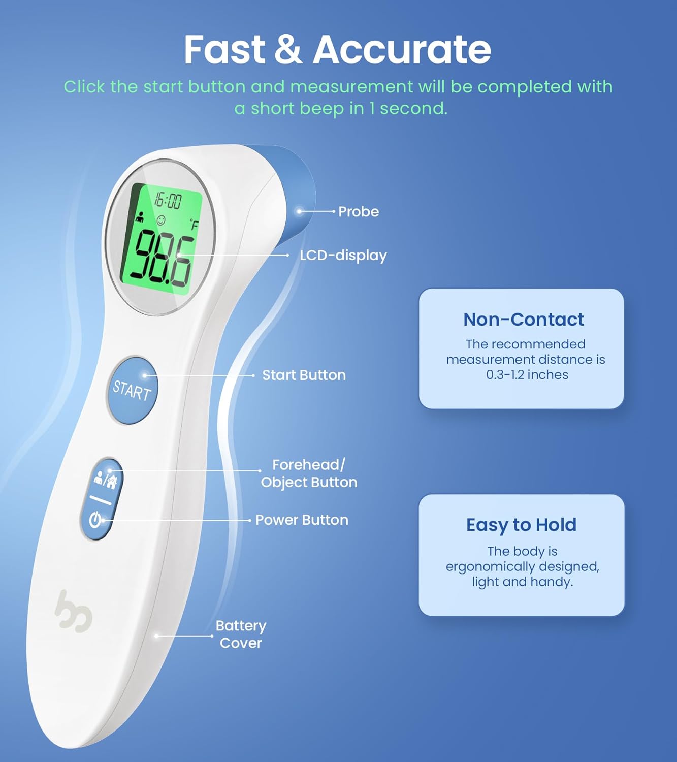 Forehead Thermometer for Adults and Kids, Digital Touchless Thermometer for Baby, Infants and