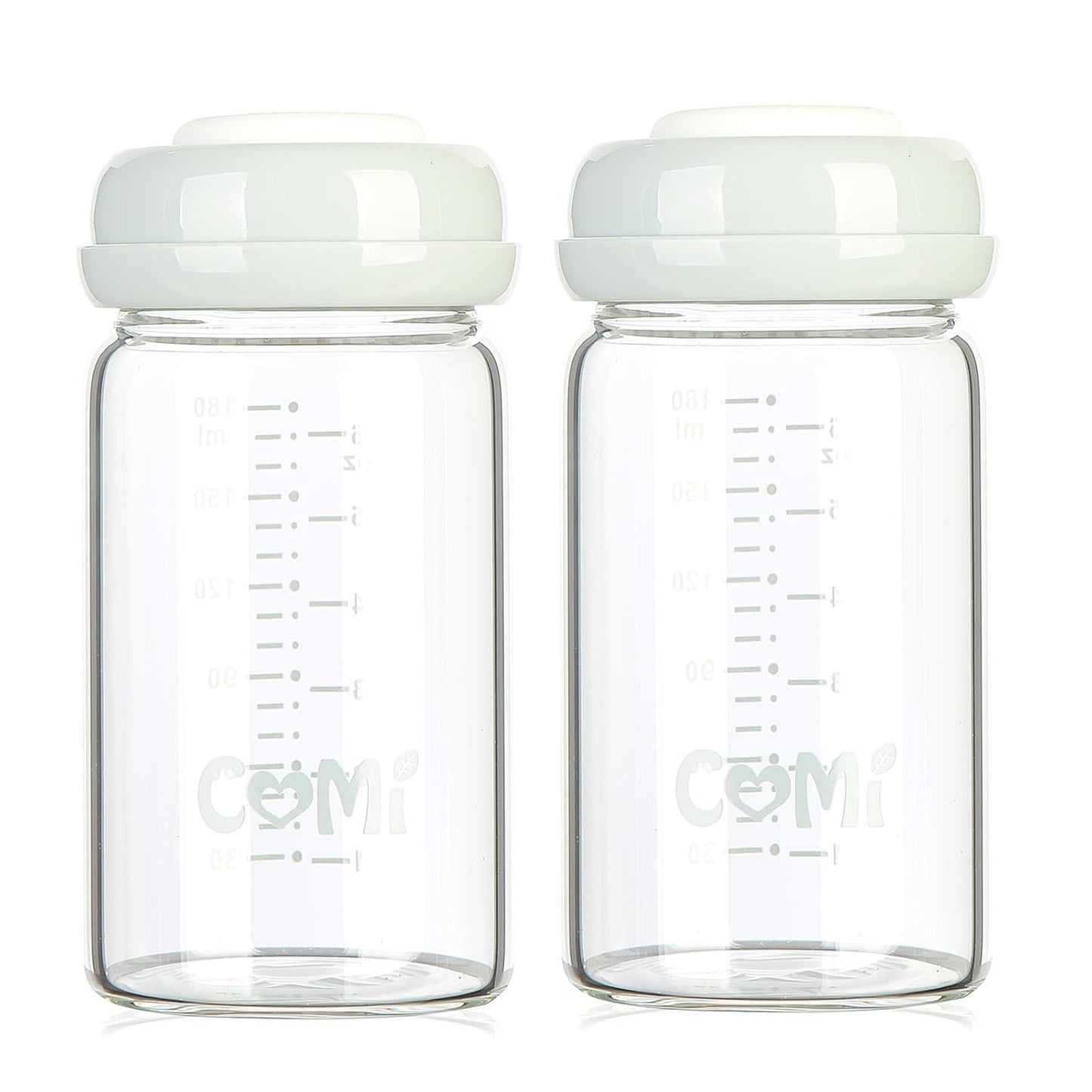 COMI Wide Neck Glass Breastmilk Collection n Storage Bottle, 6oz with Screw Ring Sealing Disk;