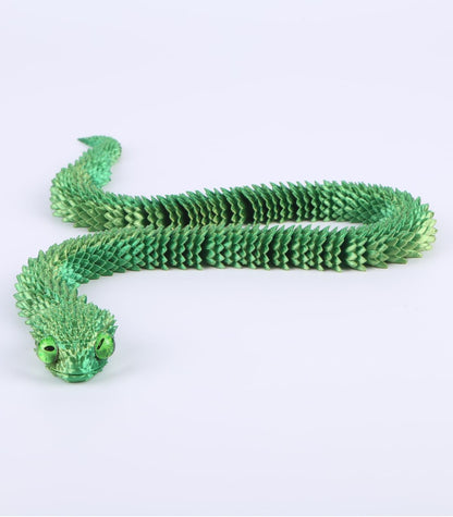 3D Printed Animals-Snake Viper, 24 in Surprise Mystery Snake Fidget Toy Creative Toy 3D Printed Articulated Snake Collectibles Home Office Executive Desk Decor (Yellow Green)