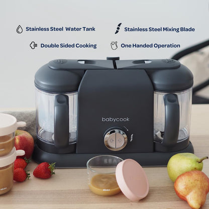 BEABA Babycook Duo 4 in 1 Baby Food Maker, Puree Steamer and Blender for Purees, Grinder with Auto