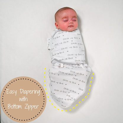 LollyBanks Swaddles 100% Organic Cotton for Boys and Girls, 0-3 Months Newborn Swaddle Sack with Easy Change Zipper, Sleep Swaddle Neutral Baby Registry (Christian Baby)