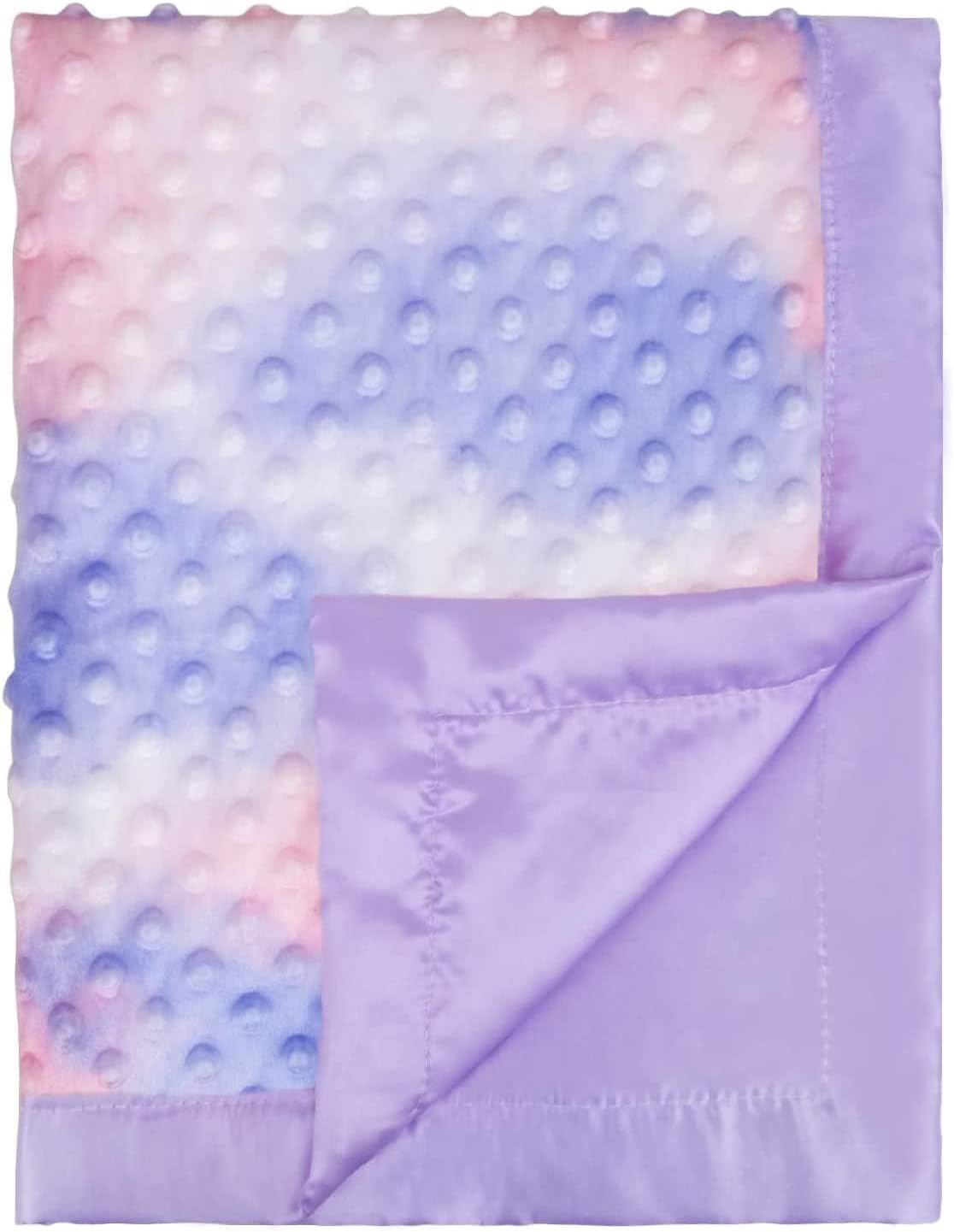Silky Satin Baby Blanket for Girls Unique Tie Dye Minky Fabric with Soft Luxury Silk Silky Backing