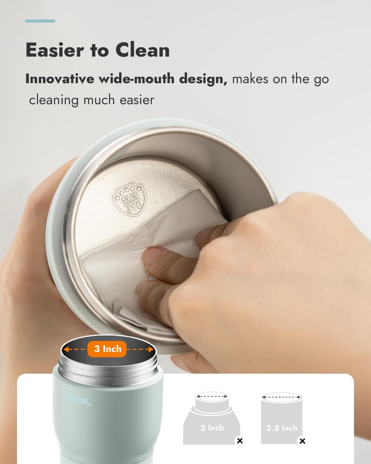 Papablic Pro Portable Bottle Warmer for Travel – Fast Heating, Built-in Sterilizer, 30W Fast