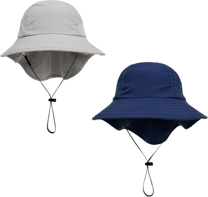CHUNG Baby Sun Protection Hat Summer Toddler Adjustable UPF 50+ Wide Brim Neck Flap Beach Caps Boys Girls 1-12 Years Kids