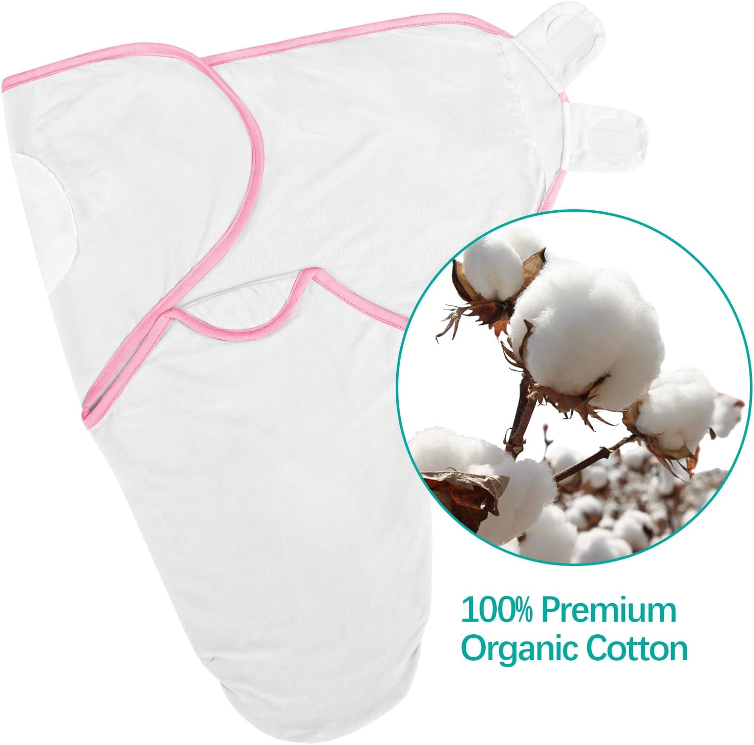 Biloban Baby Swaddles 0-3 Months for Girls, Cotton Swaddle Blanket, Newborn Essentials, Pink &