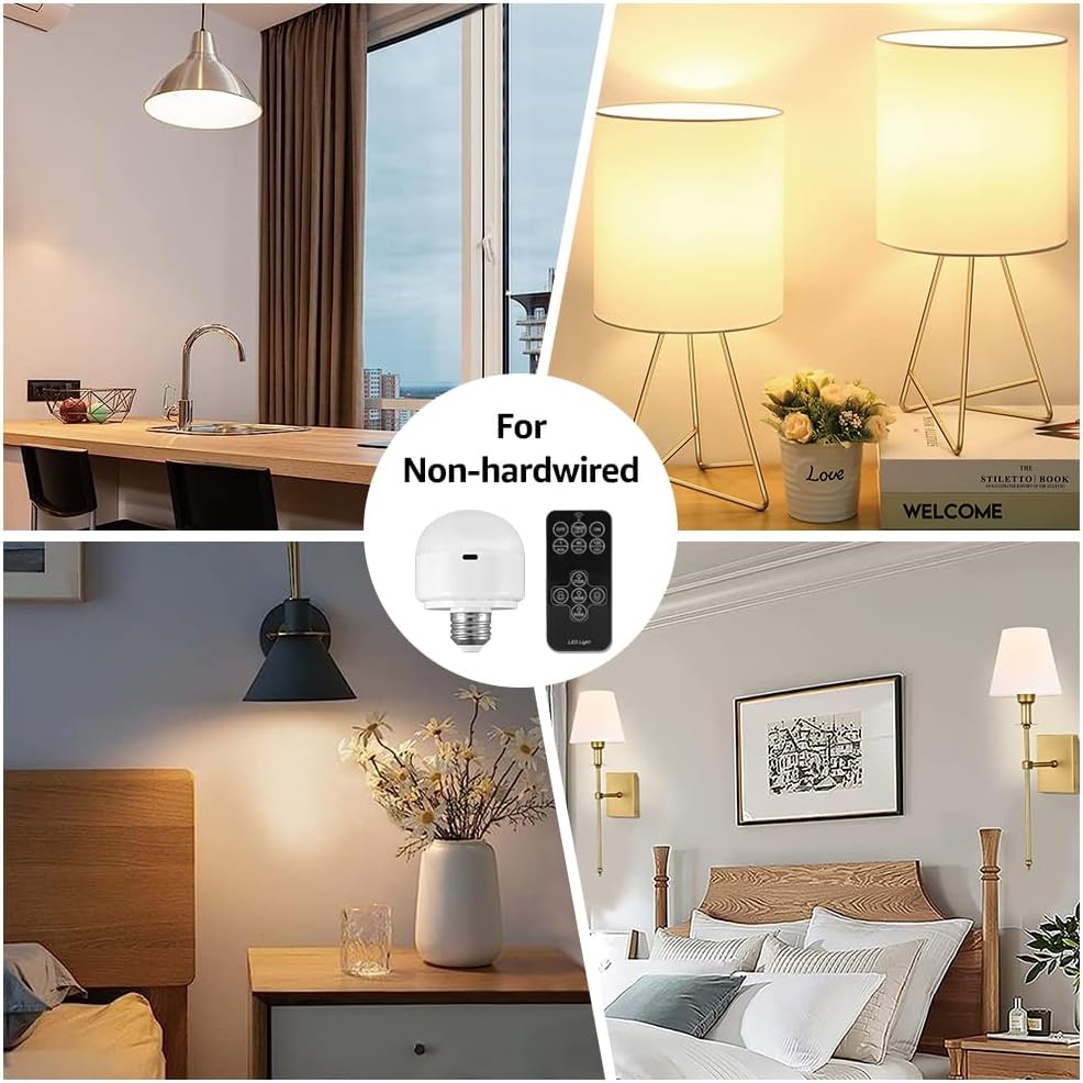 BLUEYE Rechargeable Light Bulbs,2Pack,7W,Remote Control,Soft Warm 2700K-6000K,50W Equivalent,450Lumens,Flicker-Free,E26 Detachable Charging,E12 Available,Battery Operated Emergency Lamp for No Outlet