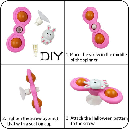 Jofan 3 Pack Easter Suction Cup Spinner Toys for Baby Toddlers Kids Easter Basket Stuffers Gifts Fillers Party Favors