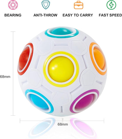 Vdealen Magic Rainbow Puzzle Ball, Fidget Ball Puzzle Brain Teaser Fidget Toy for Boys & Girls- Birthday Party Easter Valentines Day Christmas Stocking Stuffers for Kids Teen & Adults-2 Pack