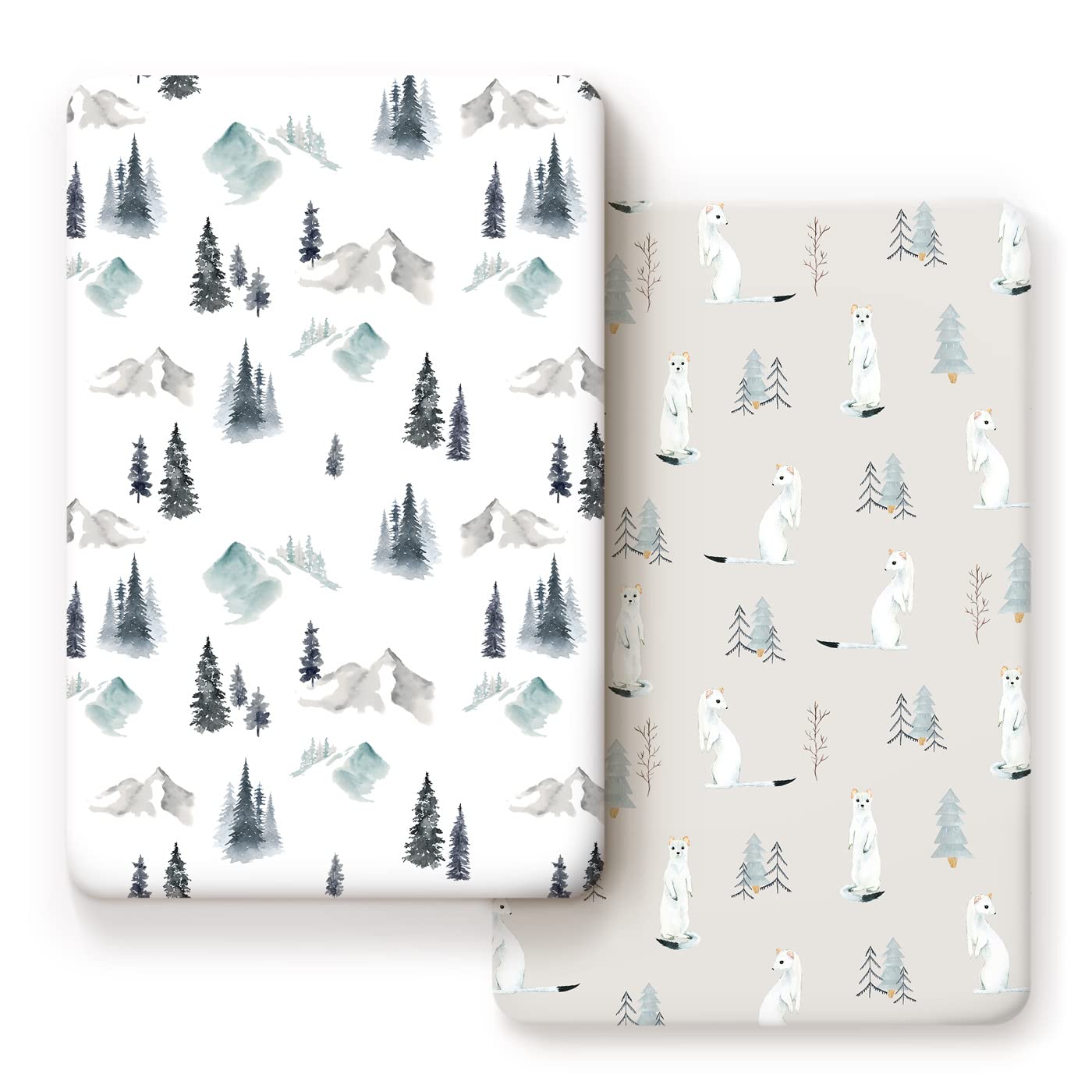 Stretch Ultra Soft Jersey Knit Fitted Pack and Play Sheets Set 2 Pack, Fit Portable/Mini Cribs