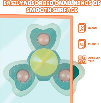 TOHIBEE 3PCS Suction Cup Spinner Toys for 1 2 Year Old Boys Spinning Toys Baby Toys 12-18 Months Sensory Toys for Toddlers 1-3 First Birthday Baby Gifts for 1 Year Old Girls