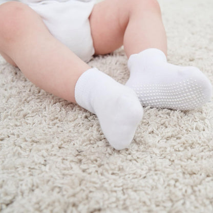 Zaples Baby Non Slip Grip Ankle Socks with Non Skid Soles for Infants Toddlers Kids Boys Girls