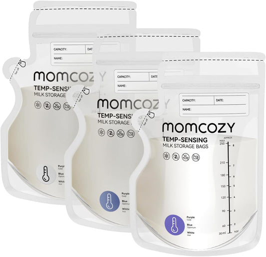 Momcozy Easy Pour Breastmilk Storage Bag, 8Oz, Temp-Sensing Color Change, 200 Count Milk Bag with