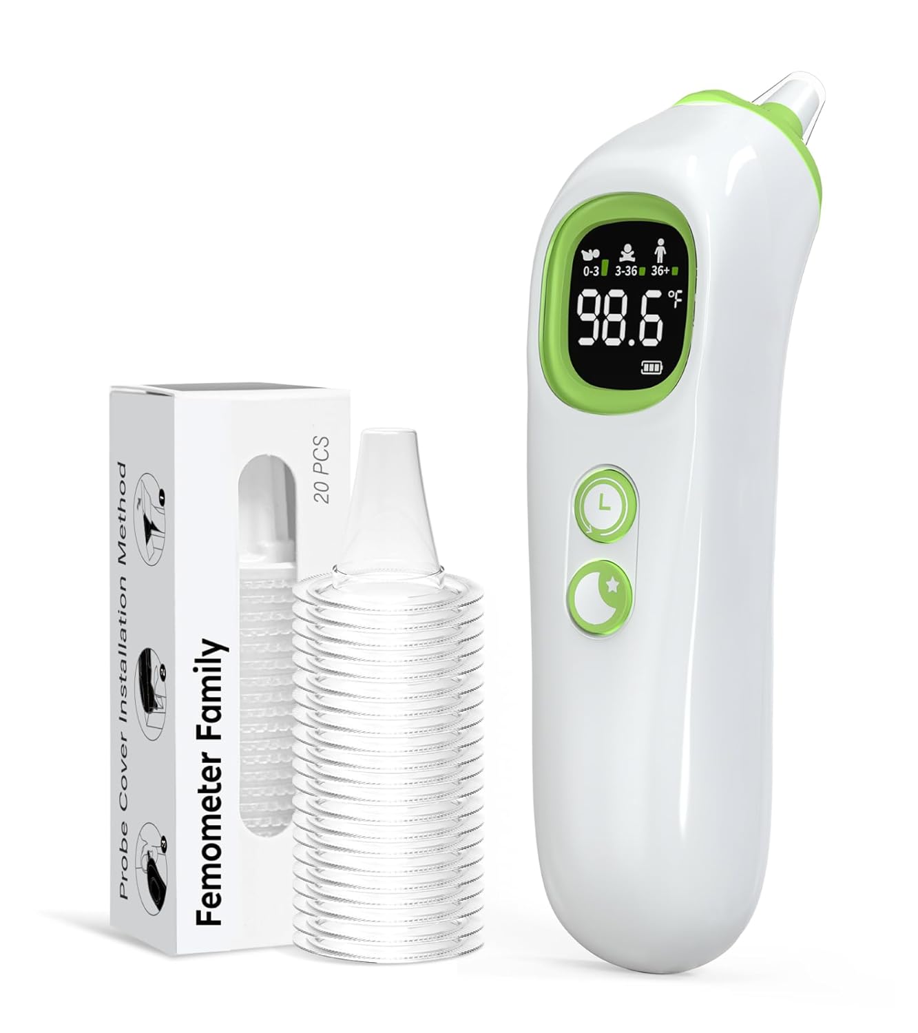 Ear Thermometer with Heated Probe, High Accuracy Thermometer for Kids, Adults and Babies with 32