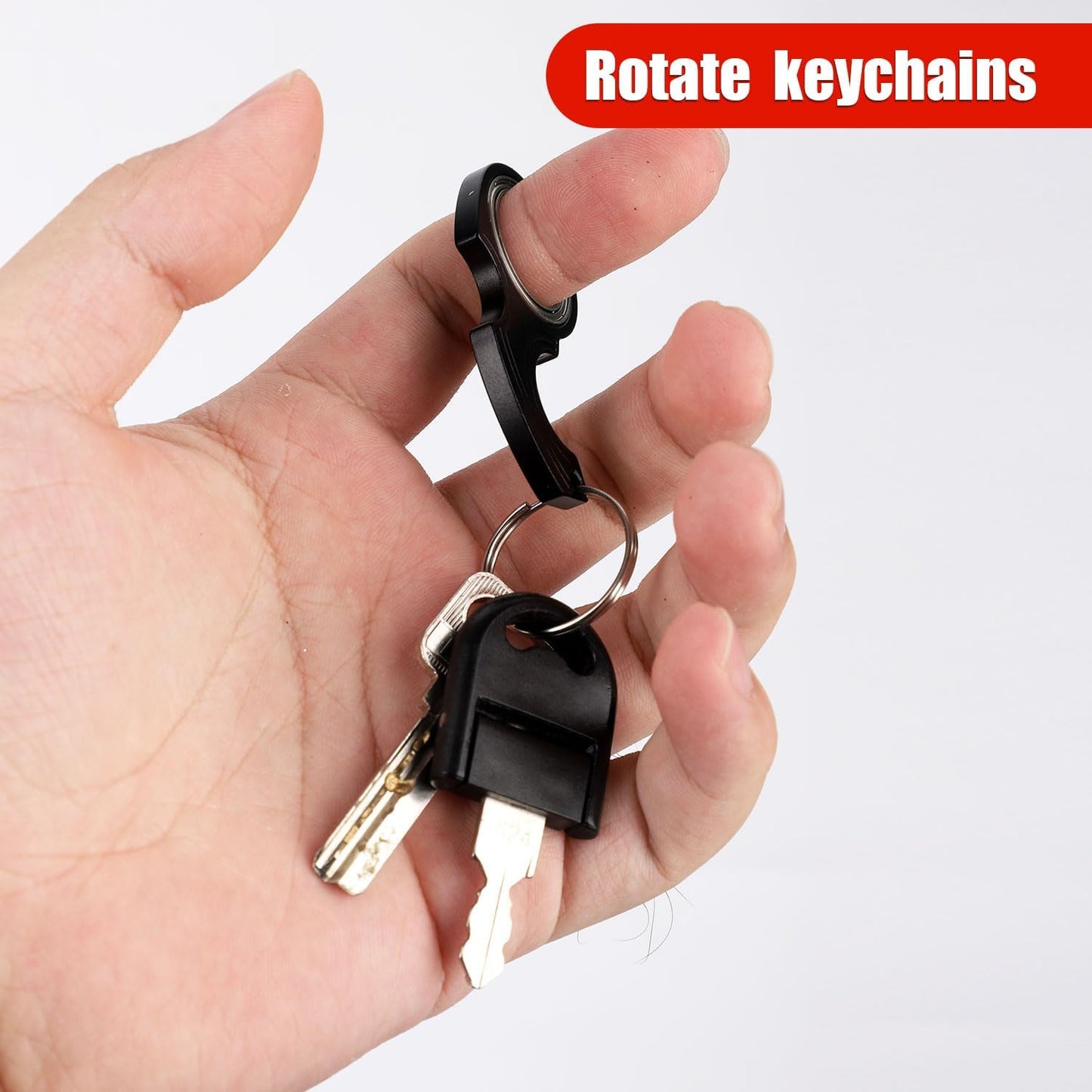 2pcs Key Chain Spinner Toys 0.67" Inner Diameter with 2pcs Key Rings, Finger Fidget Keychain Key