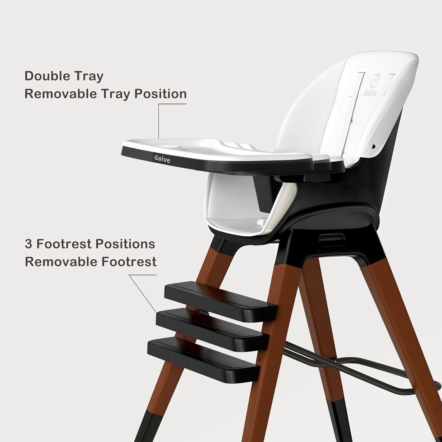 8 in 1 Highchair, Convertible Wooden Baby High Chair with Tray, Adjustable High Chair for Babies