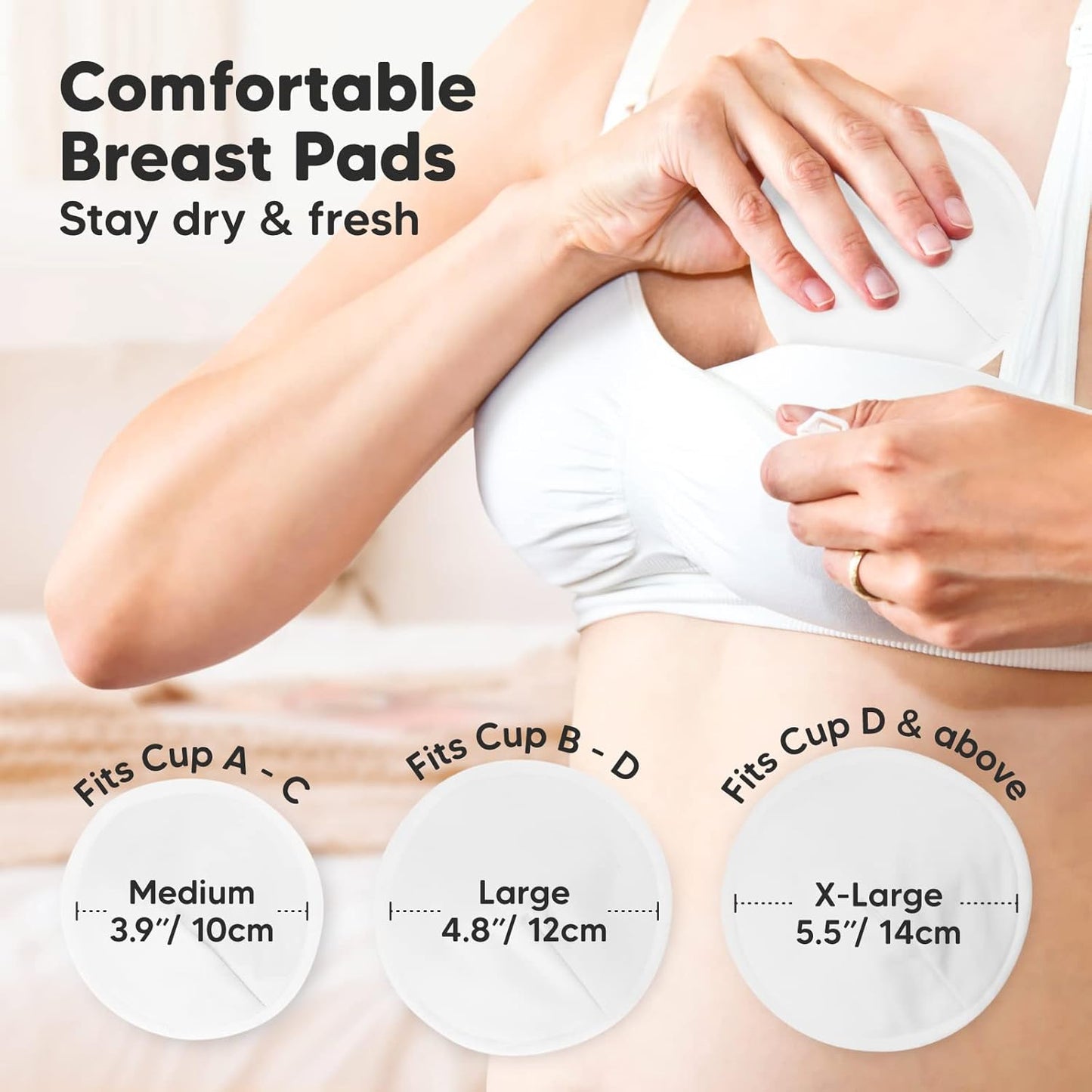 Organic Nursing Pads - 14 Washable Viscose Derived from Bamboo Breastfeeding Pads, Wash Bag
