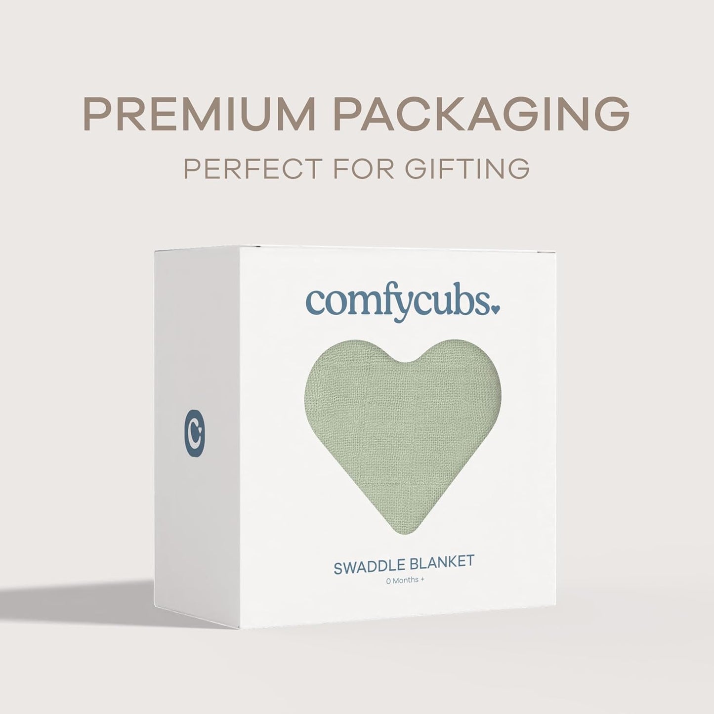 Comfy Cubs Muslin Swaddle Blankets Pack of 1 - 47 x 47 Inch Soft Cotton Baby Blanket Set, Large Multipurpose Wraps for Newborns - Self-Soothing Swaddles for Newborns - Sage