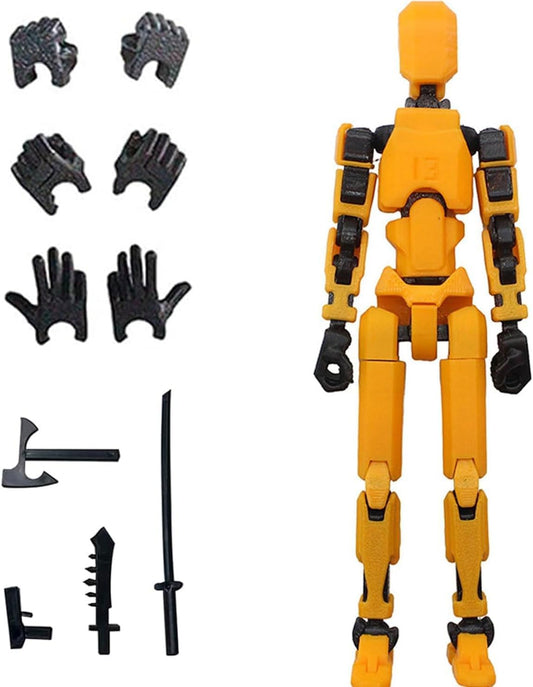 Titan 13 Action Figure, T13 Action Figures 3D Printed Multi-Jointed Movable, Nova 13 Action Figure Lucky 13 Action Figure Dummy 13 Action Figure, Game Gifts Valentines Gifts (Yellow)