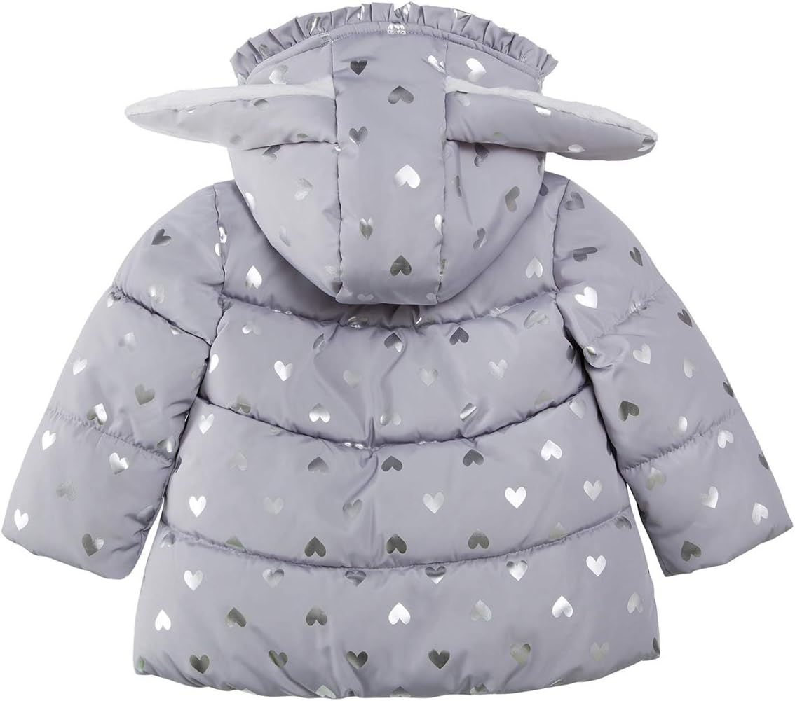 Rokka&Rolla Baby Girls' Water-Resistant Soft Mini Fur Lined Puffer Jacket Winter Coat for Newborn Infant Toddler
