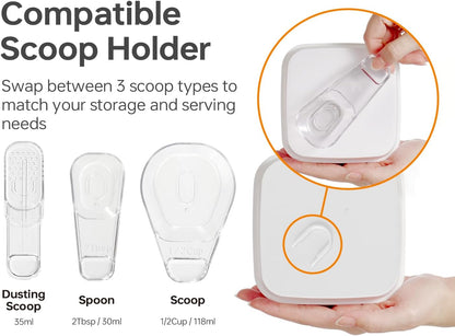 Felli Flip Tite Food Storage Container with Scoop & Lid 5" LARGE Airtight Ring Top, Acrylic