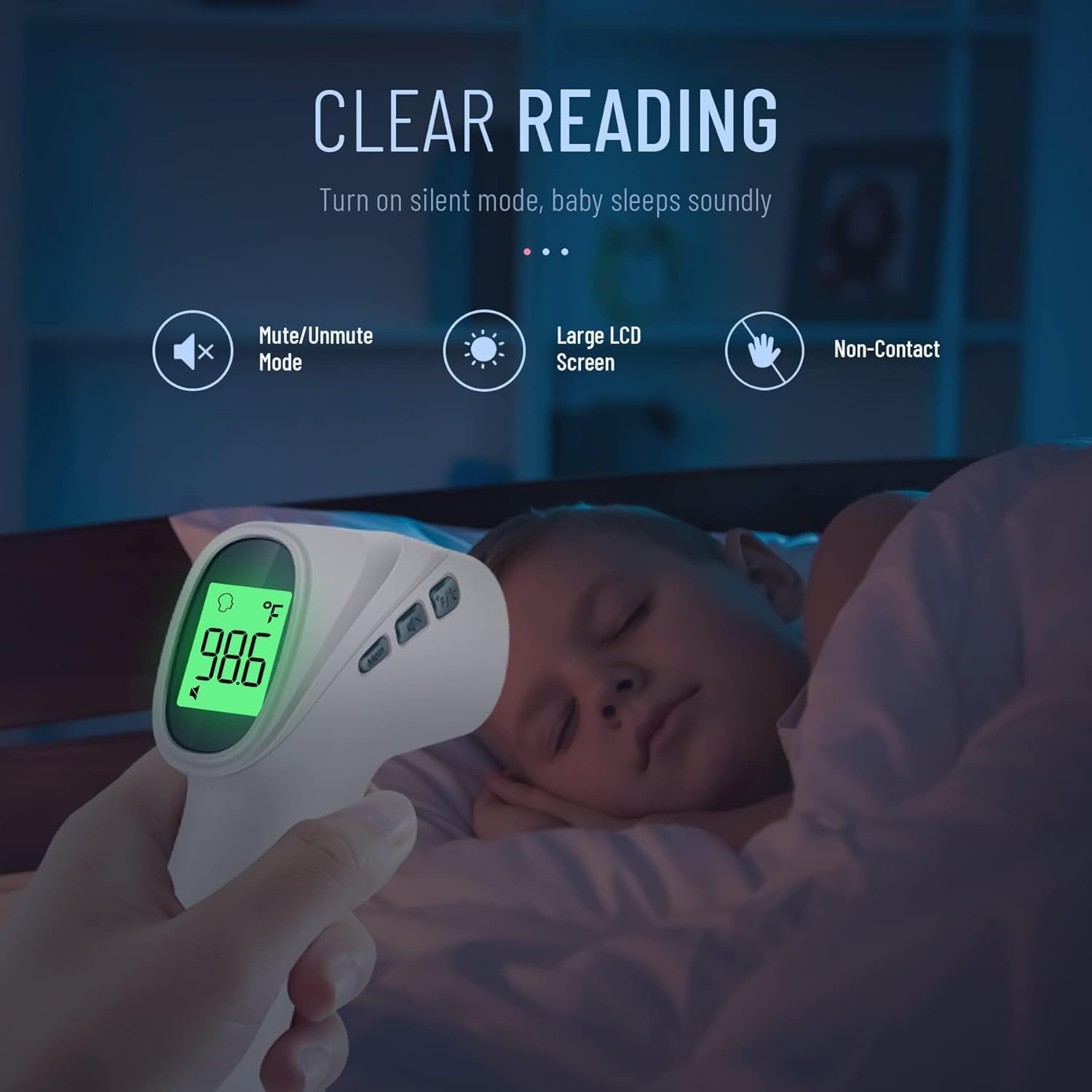 Touchless Thermometer for Adults, Digital Infrared Thermometer Gun with Fever Alarm, Forehead and