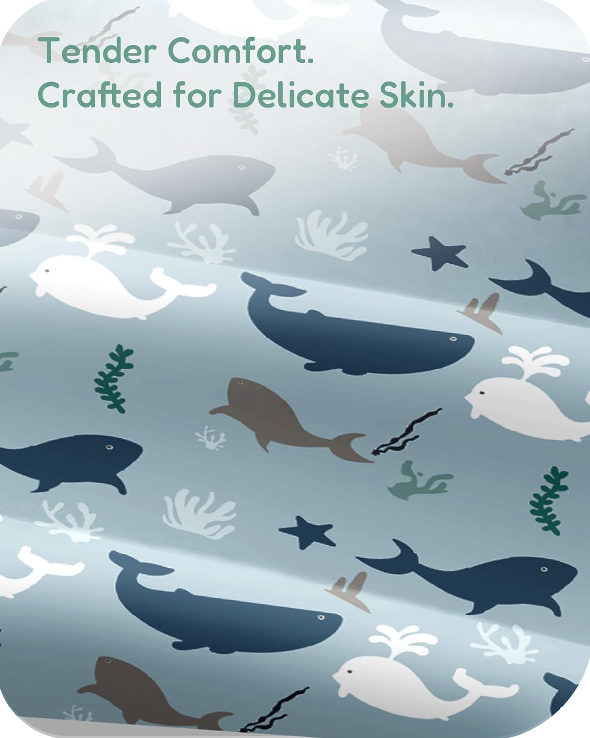 Baby Crib Sheets for Standard Crib Mattress - Navy Whale+Blue, Ultra Soft Jersey Knit, Breathable