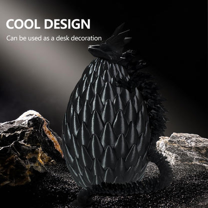 Dragon Eggs with Dragon Inside, 16.5 Inch Large 3D Printed Dragon Egg Articulated Dragon Crystal Dragon Executive Desk Toys Fidget Toy for Autism/ADHD (Black, with Egg)