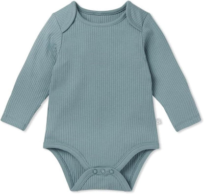 MORI Baby Unisex Long Sleeve Bodysuit Viscose from Bamboo and Organic Cotton - Comfortable Toddler Romper for Boys and Girls