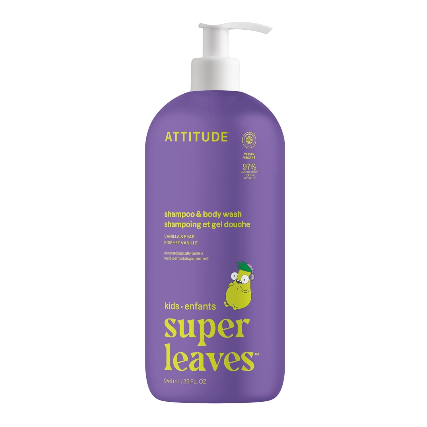 ATTITUDE Shampoo and Body Wash for Kids, EWG Verified Hair and Body Cleanser, Dermatologically