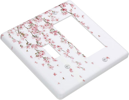 Outlet Covers Sakura Plant Floral Pink Flowers 1 Toggle 1 Rocker Combination Decorative Wall Plate