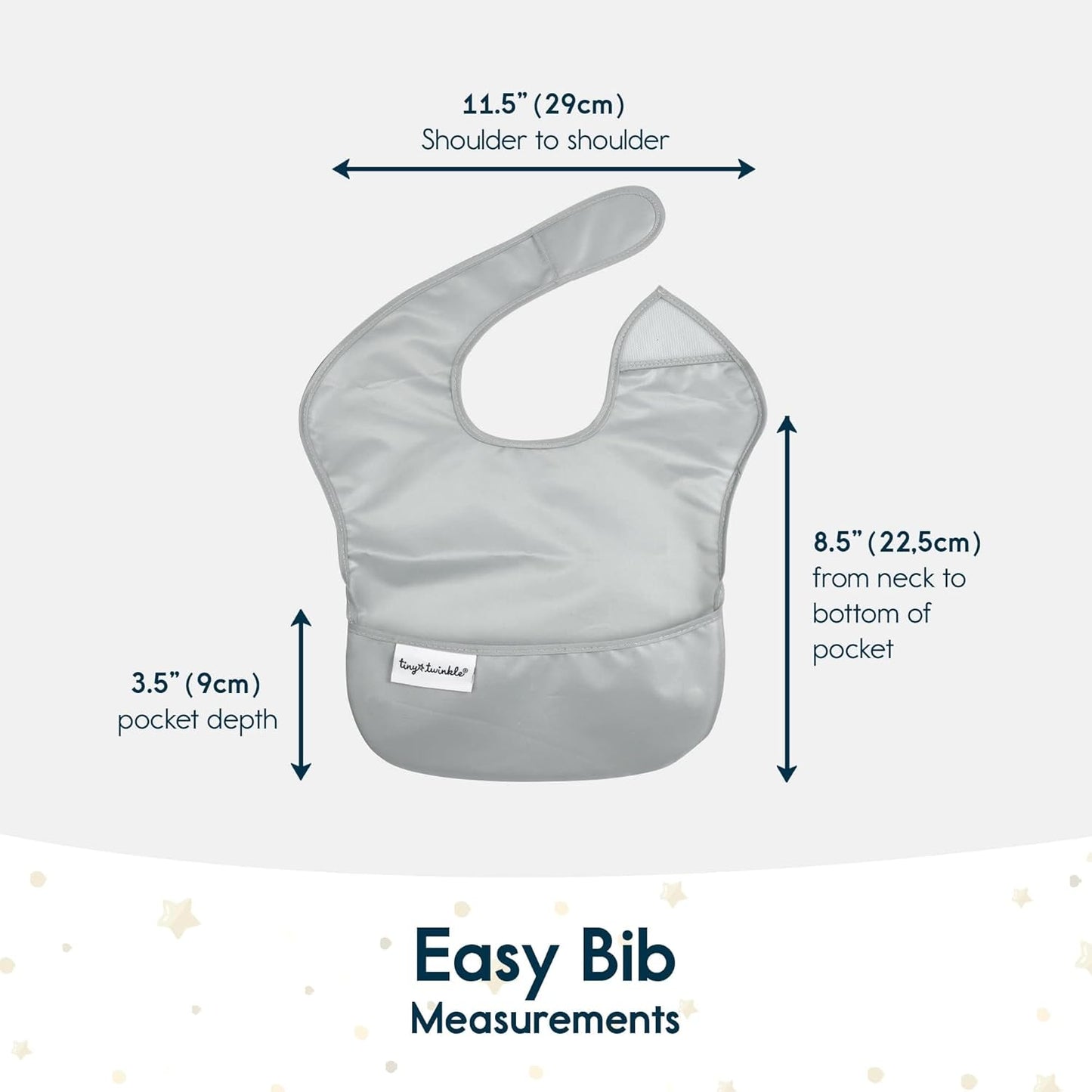 Tiny Twinkle Mess Proof Baby Bibs for Eating - Waterproof, Wipeable Bibs - Toddler Bibs - Travel