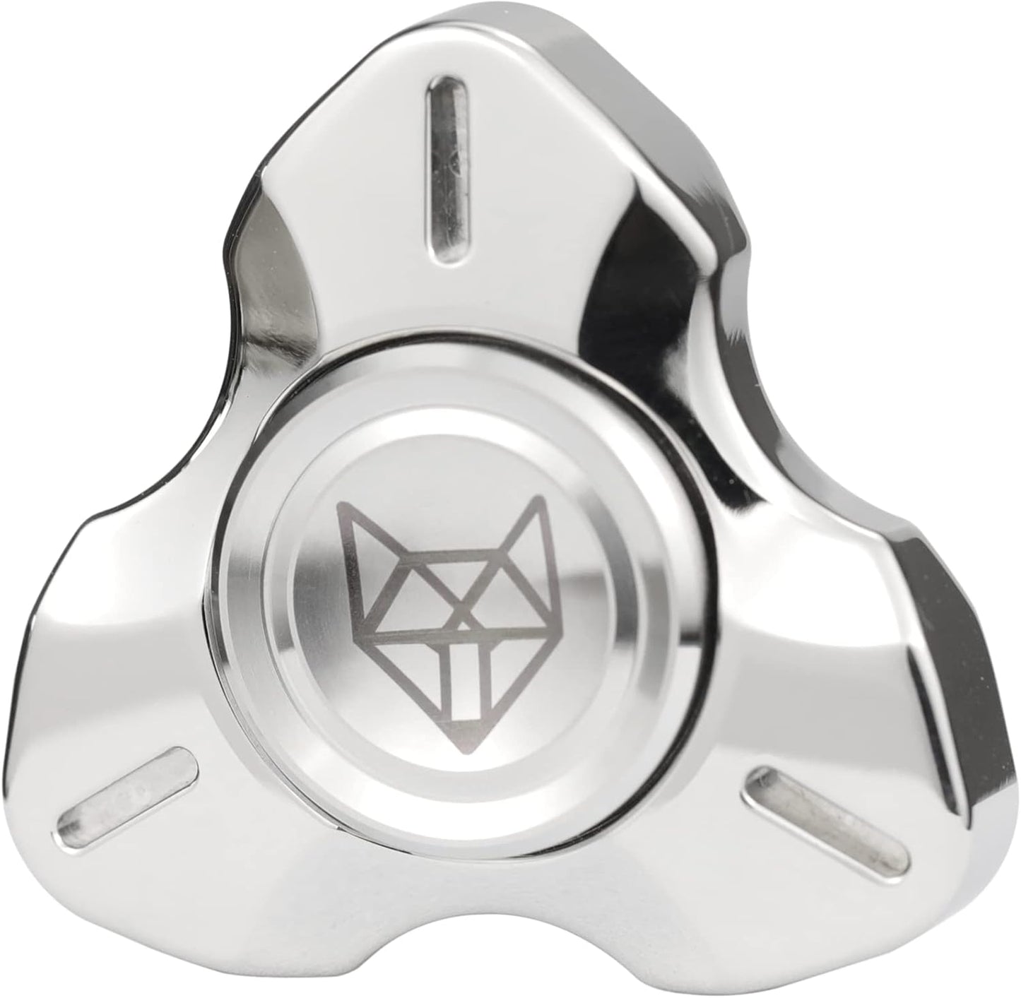 FREELOVE Metal Fidget Spinner, Stainless Steel Heavy, Long Spinning Toys, Cool Silent, Small Mini 2nd Fox Figette Spiner for Adults Men Anxiety, Quiet Bearing, Silver