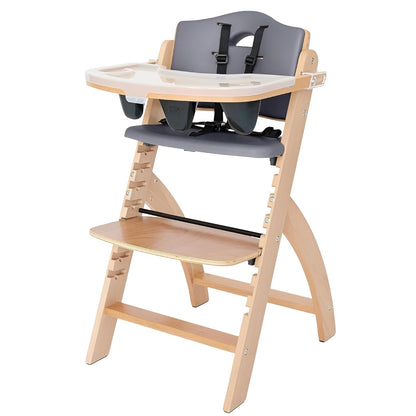 Abiie Beyond Junior Wooden High Chair with Tray - Adjustable and Convertible High Chair for Babies
