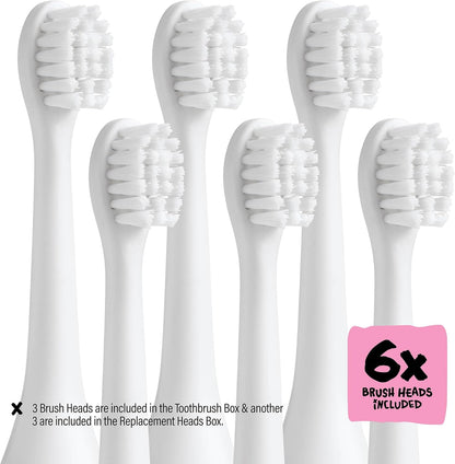Kids Electric Toothbrush - Rechargeable Vibrating Toothbrush with Timer, Includes 6 Replacement