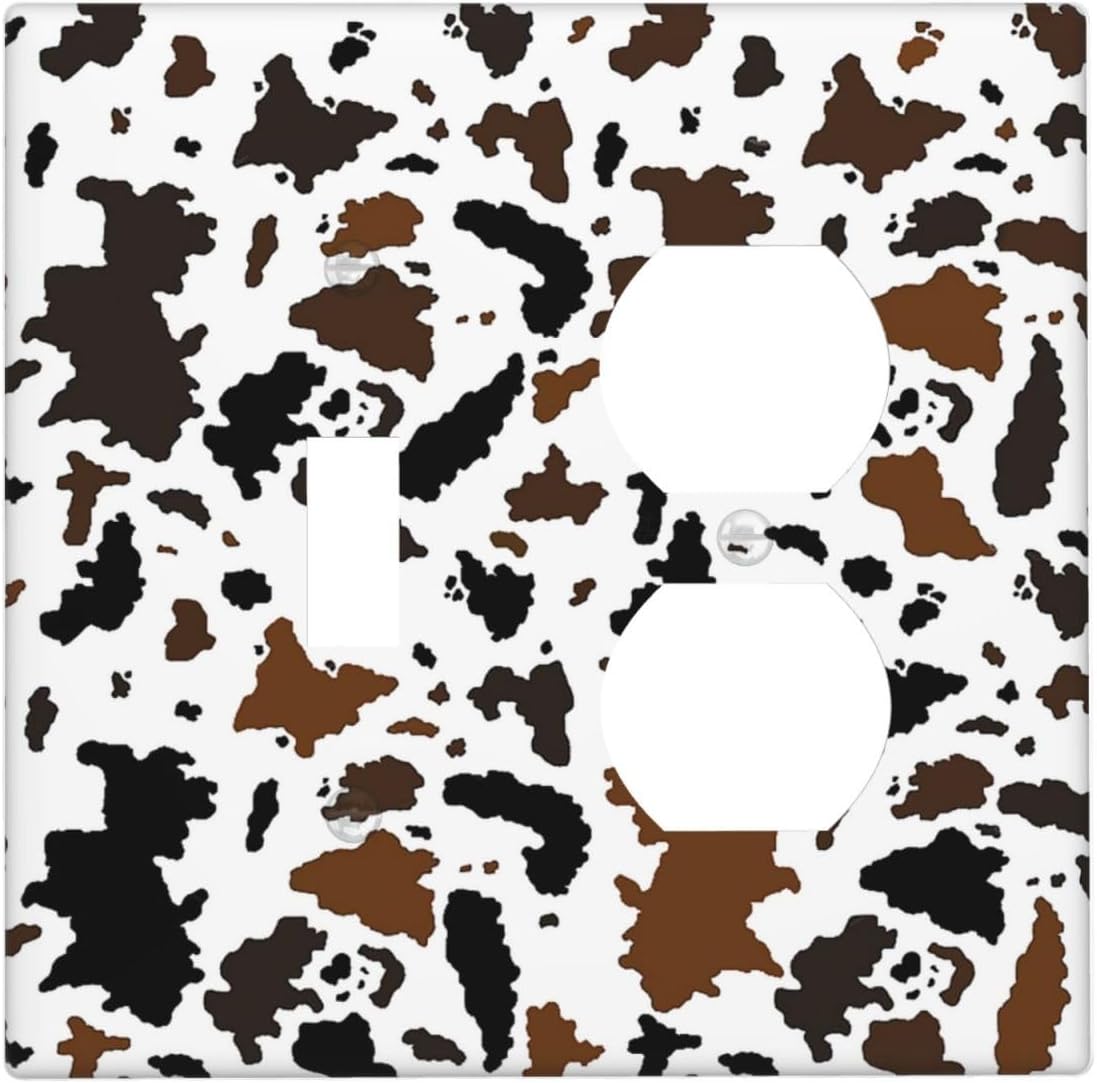 Wallplates Rustic Cowhide Highland Cow Milk Cow 1 Toggle 1 Duplex Switch Plate Electrical Gfci