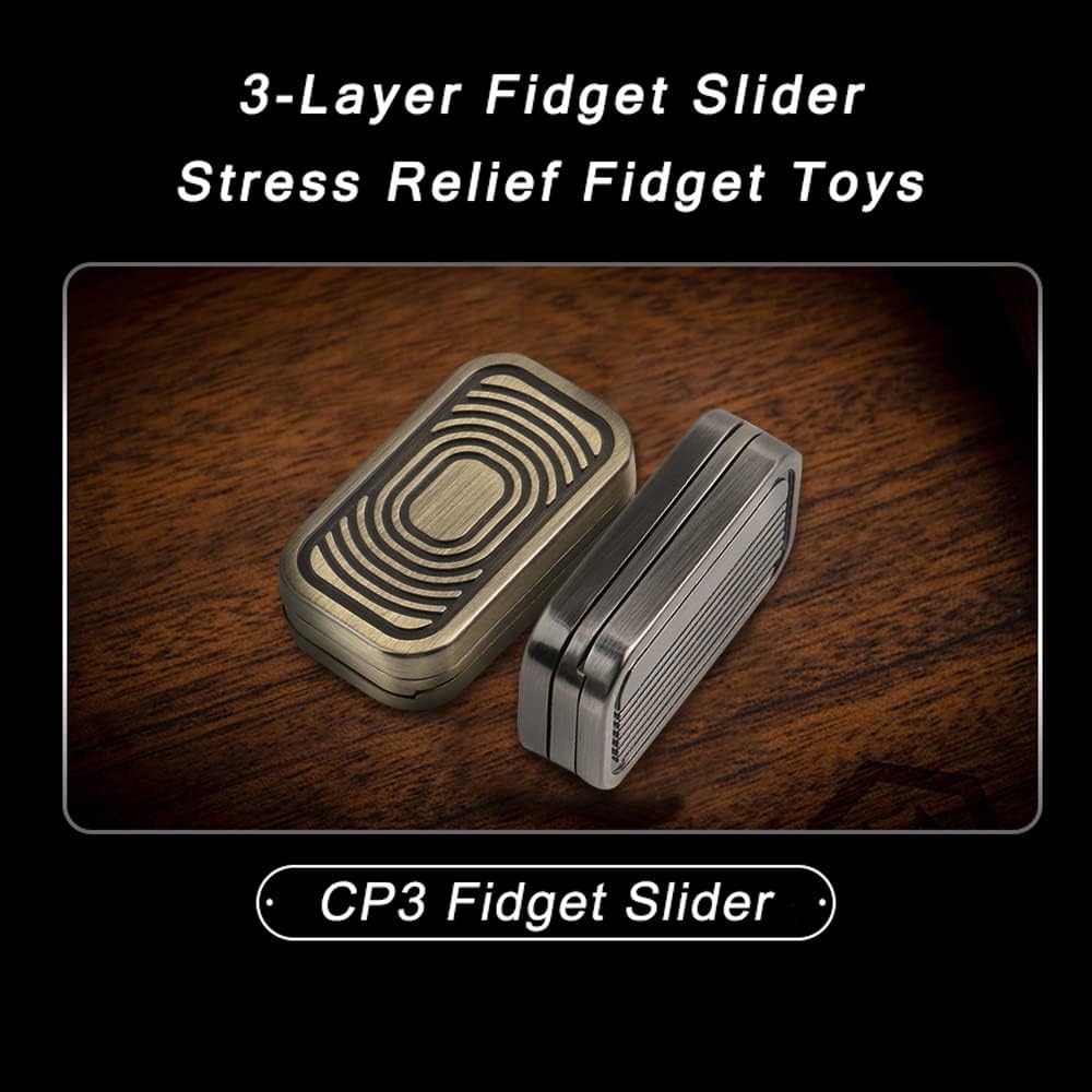 Magnetic Metal Fidget Toys - Metal Push Card Fidget Slider Stress Relief Toy, Men’s EDC Toy Fidget Toy Haptic Coin, Office Desk Toys Gifts for Boyfriend and Father (CP-3)