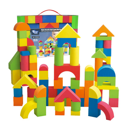 Pairez Toys Foam Building Blocks for Toddlers 2-4, 41 Pieces EVA Soft Stacking Blocks, Baby Bath