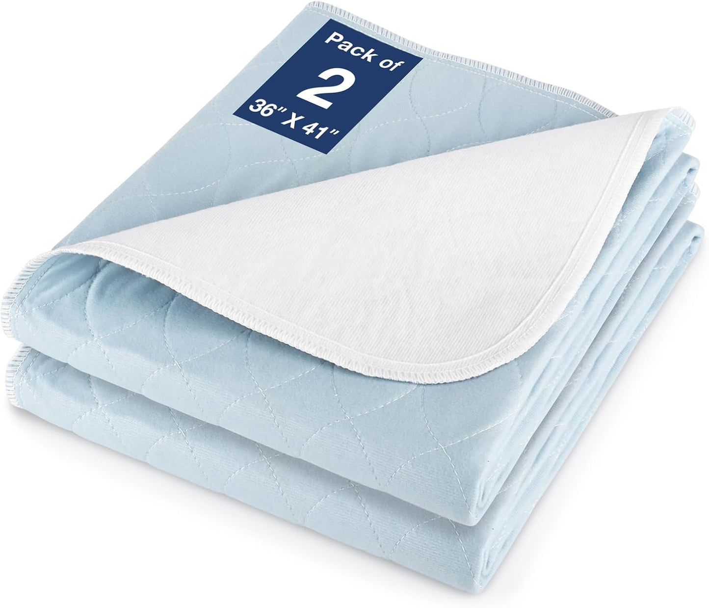 2 Packs Reusable Incontinence Bed Pad, 36X41 Inch Washable Pee Pads, Waterproof Bed Pad & Pet Pad